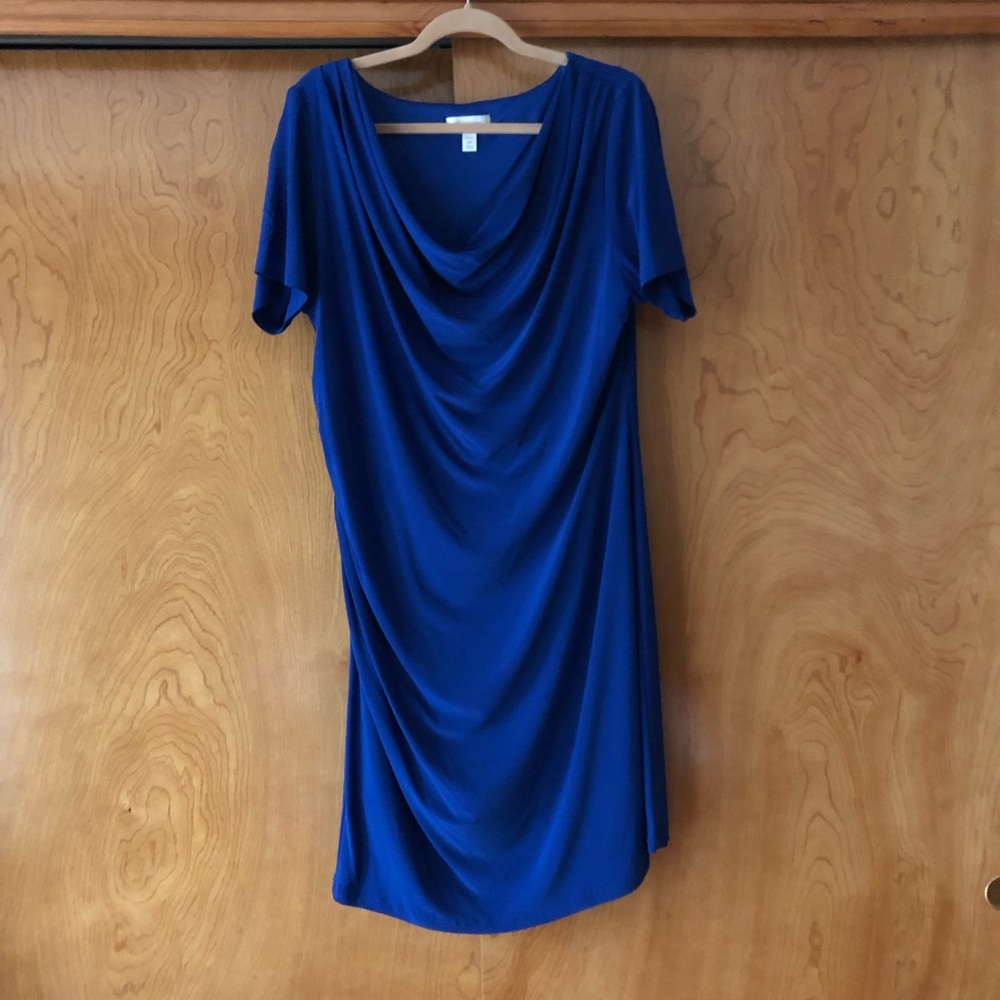 Blue dress with side ruching
